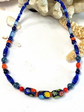 Colorful Handblown Glass Beaded Necklace